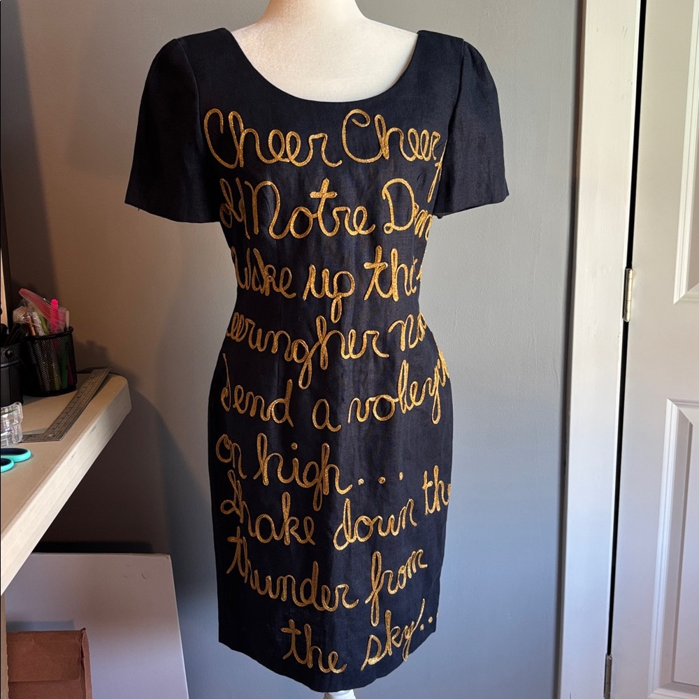 Notre Dame Fighting Irish Fight Song Blue and Gold Embroidered Dress